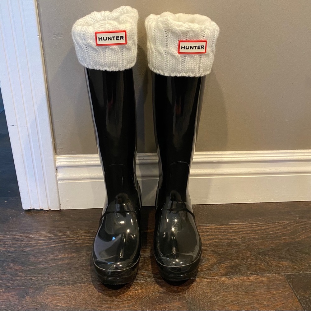 Hunter Tall Black Glossy Boots (with socks)